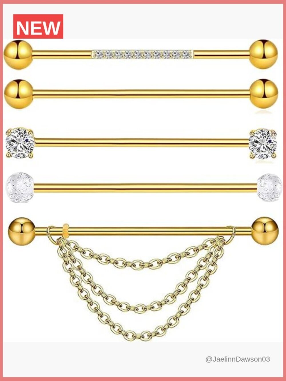 14G Industrial Barbell Earring Set 38mm Stainless Steel Piercing Bar 5 Pack